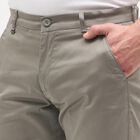 Men's Muted Grey Slim Fit Flat-Front Casual Trousers, हल्का ग्रे, small