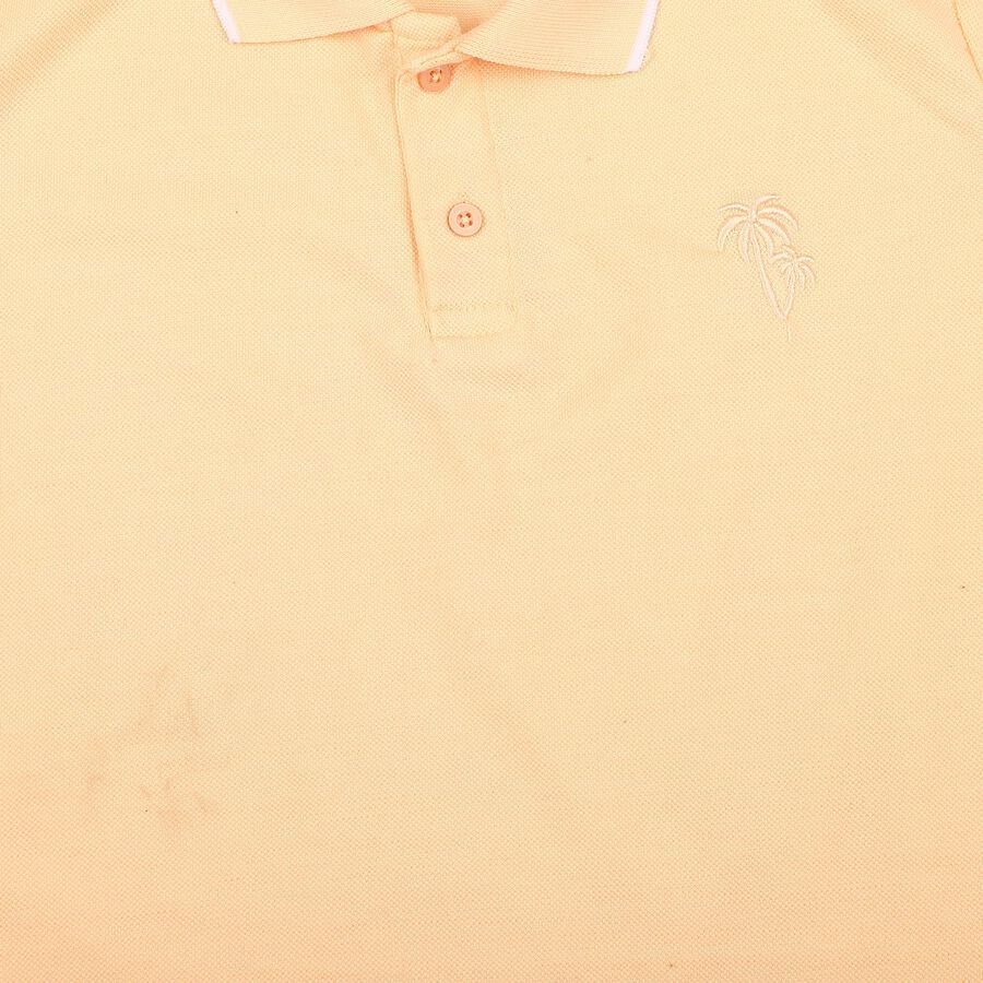 Boys Peach Pique Round Neck Casual T-Shirt, पीच, large