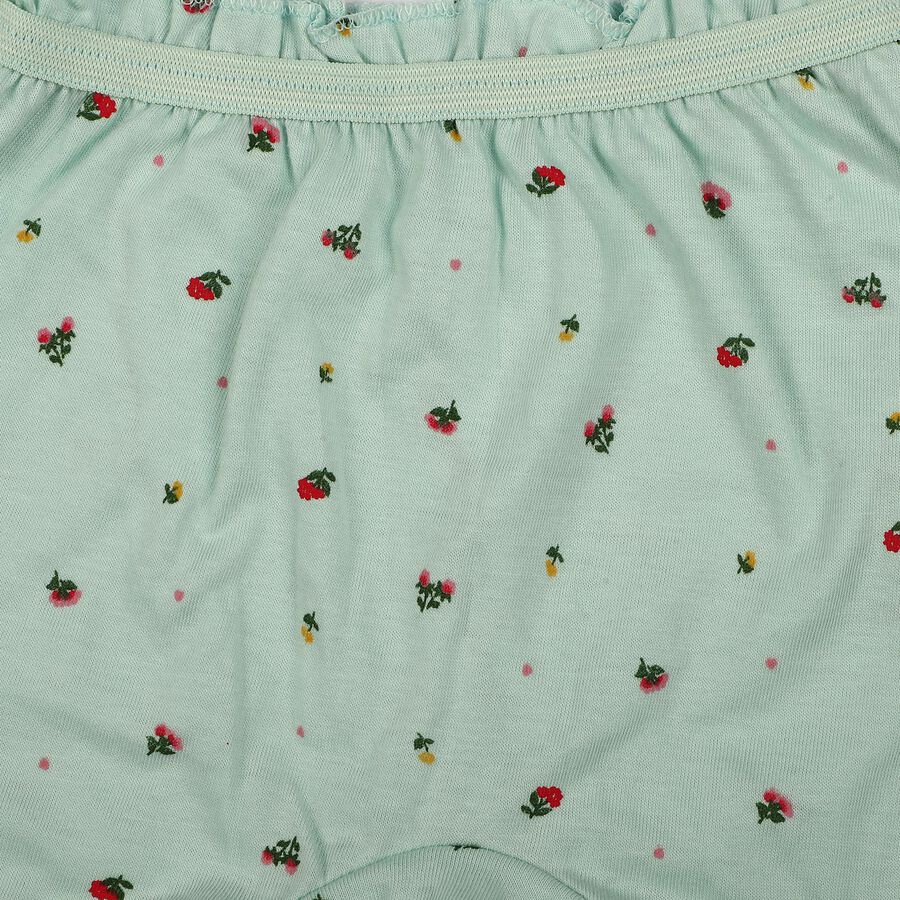 Girls' Mint Green Regular Fit Floral Printed Bloomer, Light Green, large