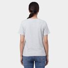Women's Grey Round Neck Casual T-Shirt, Melange Light Grey, small