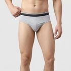 Men's Grey Regular Fit Solid Briefs, मिश्रित हल्का ग्रे, small