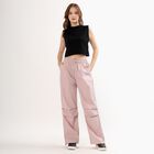 Women's Soft Pink Relaxed Fit Wide-Leg Cargo Pants, Lilac, small
