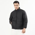 Men's Jet Black High Neck Casual Puffer Jacket, Black, small image number null