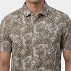 Men's Beige Cotton Classic Collar Casual Shirt, Beige, small