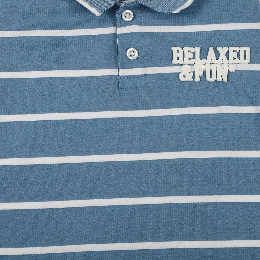 Boys Light Blue Cotton Polo Neck Casual T-Shirt, Light Blue, large