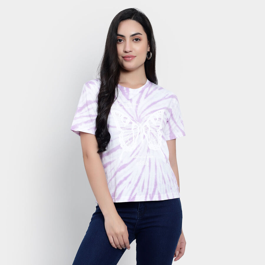 Round Neck T-Shirt, लाइलेक, large image number null