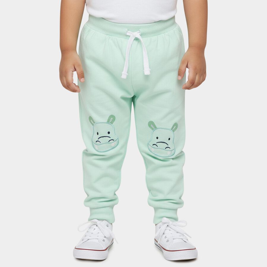 Infants' Mint Green Regular Fit Hippo Printed Pyjama, Light Green, large