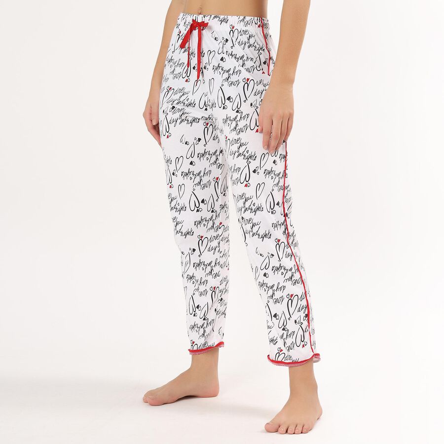 Women's Muted Charcoal Black Printed Full Length Pyjama, सफ़ेद, large image number null