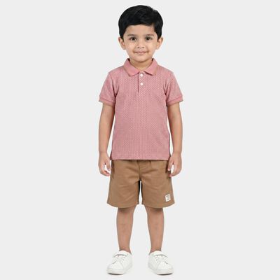Boys Light Pink Neck Baba Suit