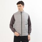 Men's Light Grey High Neck Sleeveless Jacket, Light Grey, small