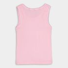 Girls' Soft Pink Cotton Round Neck Sleeveless Vest, Pink, small image number null