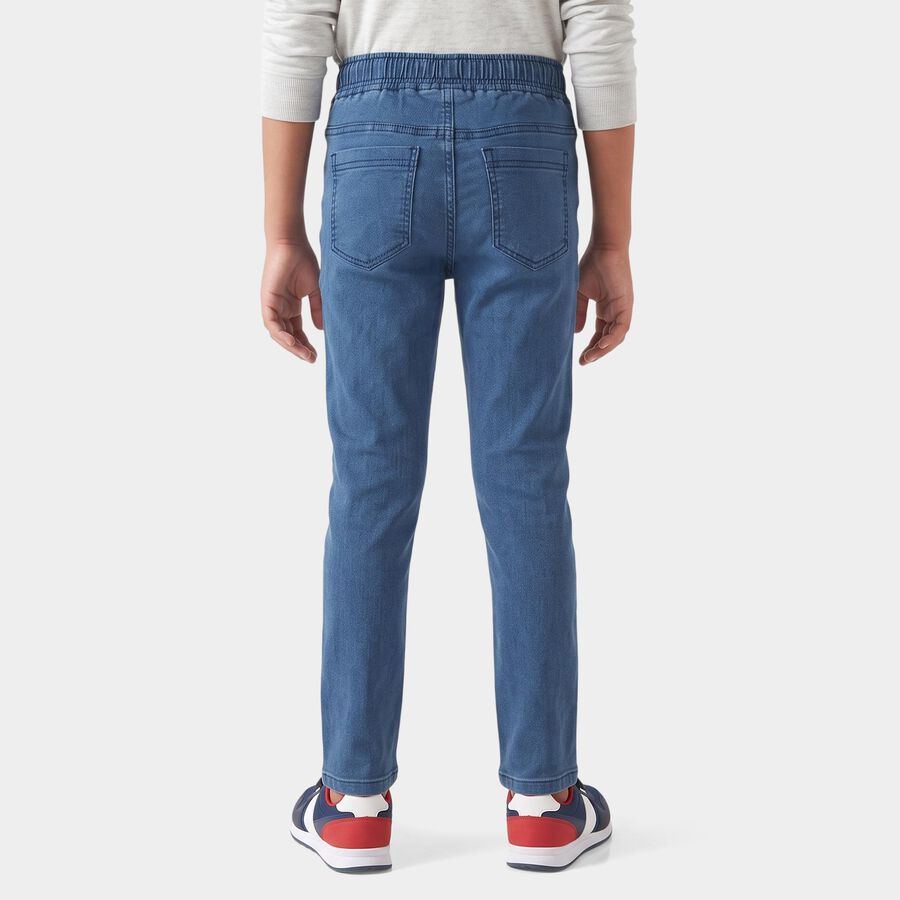 Boys' Light Blue Straight Fit Drawstring Waist Jeans, हल्का नीला, large