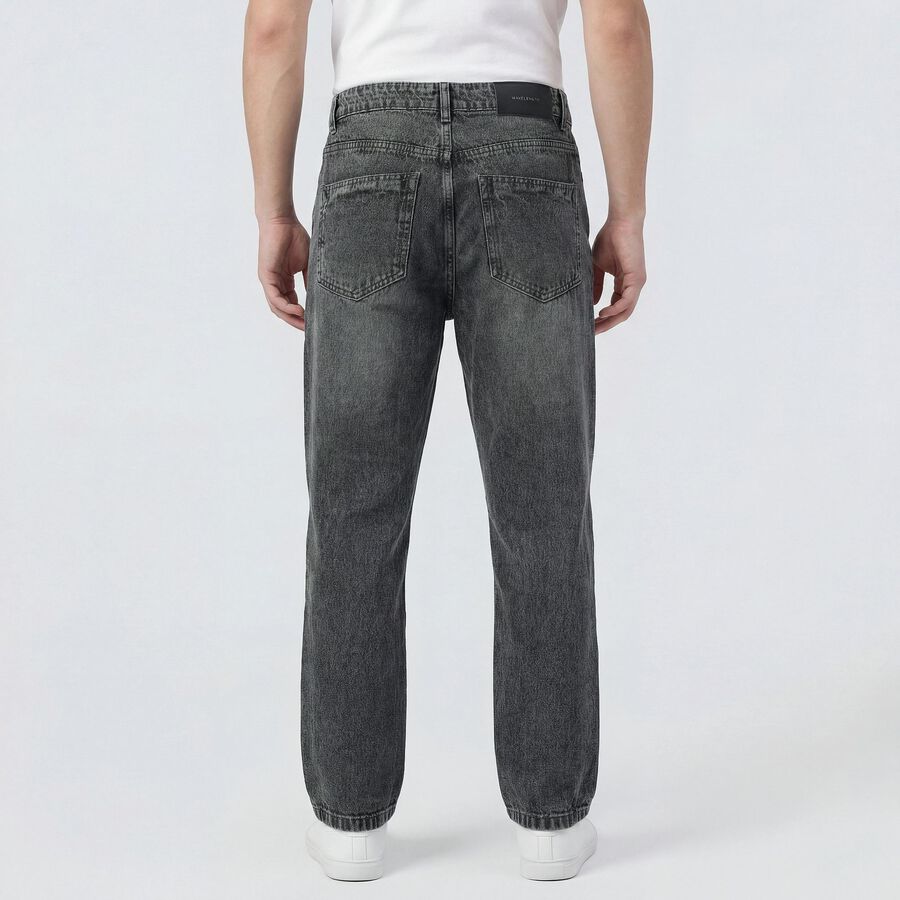 Men's Grey Regular Fit Washed Jeans, Light Grey, large