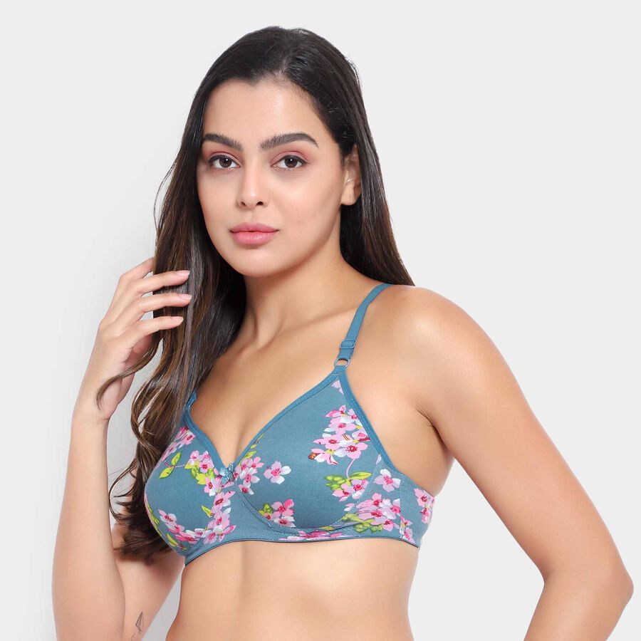 Printed Bra, Teal Blue, large image number null