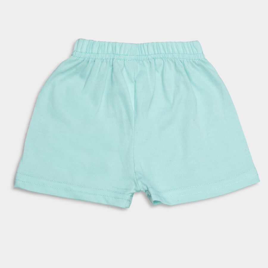 Infants Solid Elasticated Waist Half Pant, Light Green, large image number null