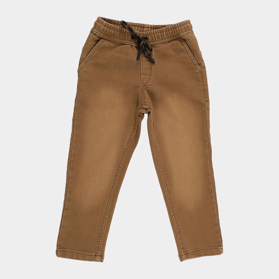 Boys' Beige Regular Fit Elasticated Waist Jeans, Beige, large