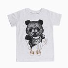 Boys Light Grey Crew Neck Casual Half Sleeve T-Shirt, एक्रू मिश्रित, small image number null