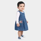 Infants' Blue Fit and Flare Embroidered Sleeveless Frock, हल्का नीला, small