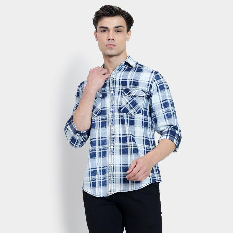 Men's 100% Cotton Casual Shirt , Light Blue, large image number null