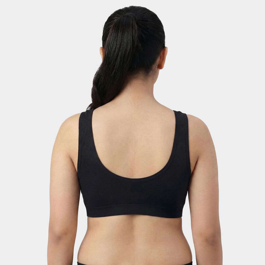 Women's Black Wireless Seamless Bralette, काला, large