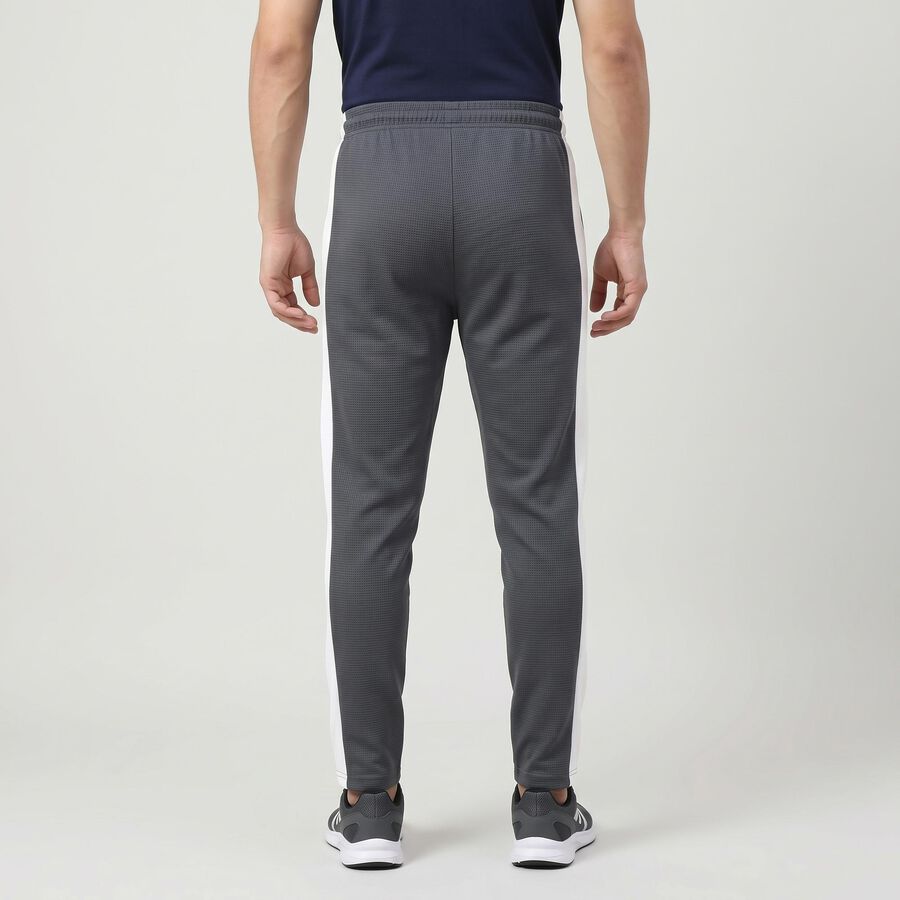 Men's Grey Tapered Fit Side-Striped Track Pants, Dark Grey, large