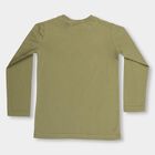 Boys' Muted Olive Green Round Neck Casual T-Shirt, Olive, small image number null