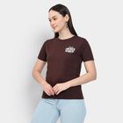Ladies' Round Neck T-Shirt , भूरा, small