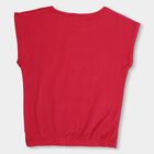 Girls' Vibrant Red Cotton Round Neck Casual T-Shirt, Fuchsia, small image number null