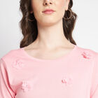 Cotton Round Neck T-Shirt, Pink, small image number null