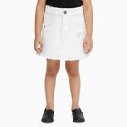 Girls' Bright White Ruffle Hem Cotton Blend Skirt, Off White, small image number null