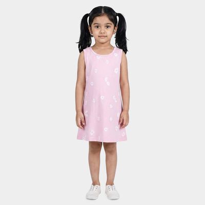 Girls' Lilac A-Line Floral Printed Frock