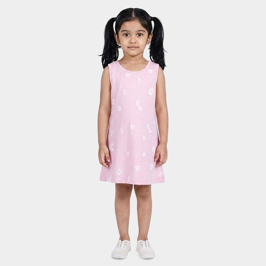Girls' Lilac A-Line Floral Printed Frock, लाइलेक, large
