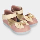 Girls' Peach Velcro Strap Embellished Sandals, Peach, small