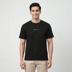 Men's Black Round Neck Regular T-Shirt, काला, small
