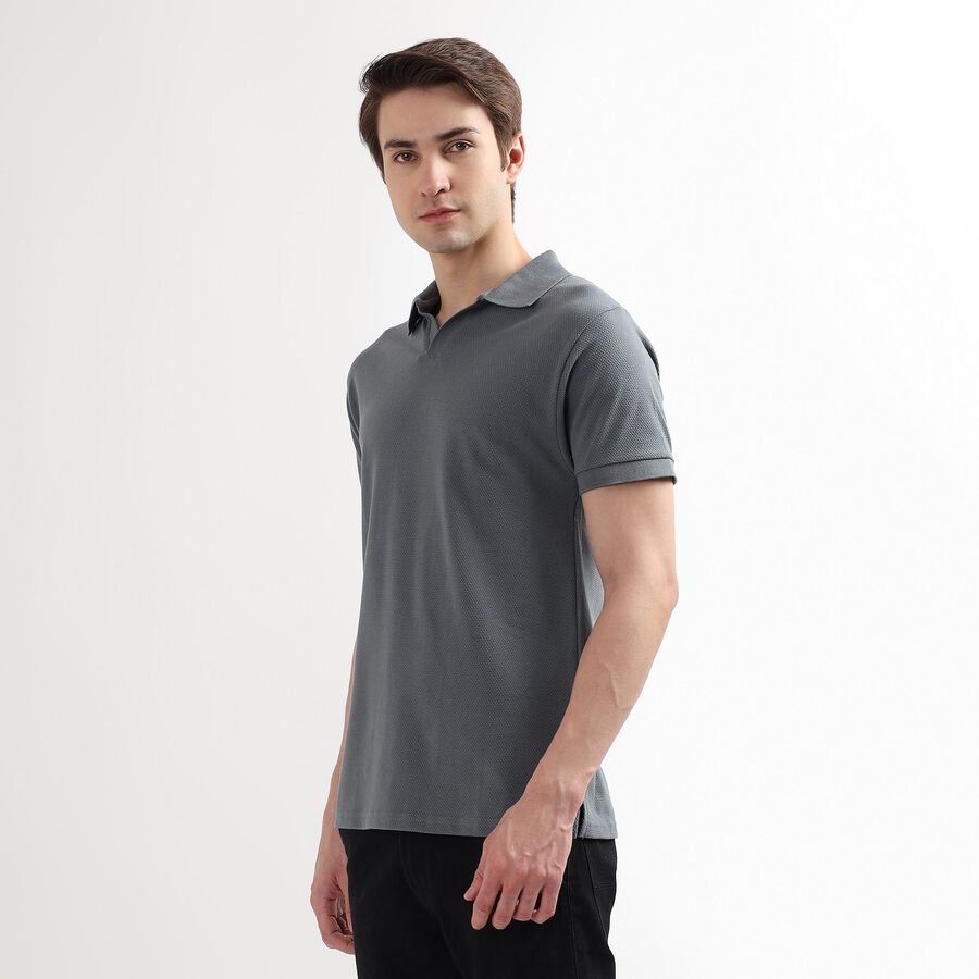 Men's Polo Collared Half Sleeves T-Shirt, गहरा ग्रे, large image number null