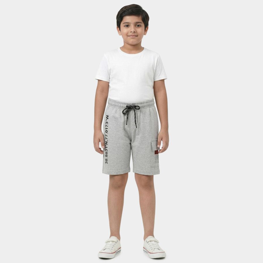 Boys' Light Grey Classic Fit Bermuda Shorts, Melange Light Grey, large