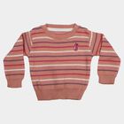 Infants Pink Crew Neck Striped Pullover, हल्का गुलाबी, small