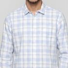 Men's Light Blue Cotton Long Sleeve Collar Shirt, हल्का नीला, small
