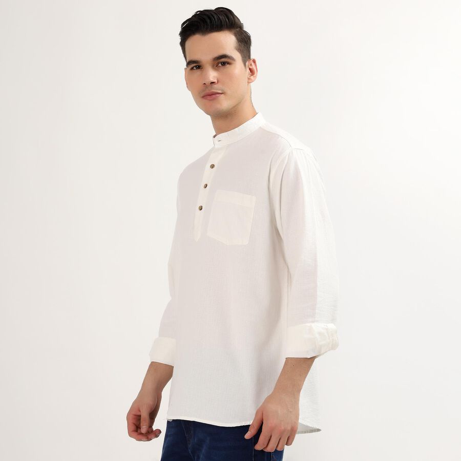 Men's 100% Cotton Kurta, Off White, large image number null