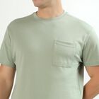 Men's Light Sage Green Cotton Round Neck Casual T-Shirt, Light Green, small