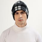 Men's Black and White Plaid Winter Cap, Black, small image number null