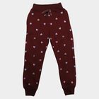 Girls' Maroon Regular Fit Heart Jogger Pyjama, वाइन, small