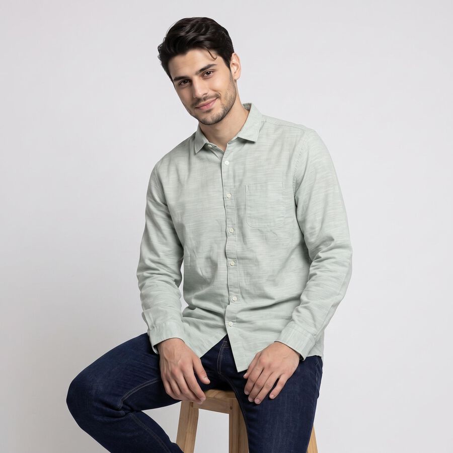 Men's Mint Green Casual Shirt, हल्का हरा, large