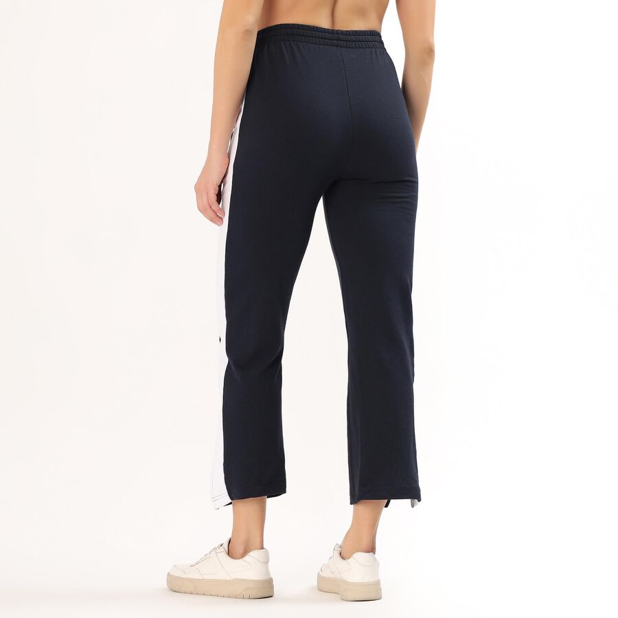 Women's Cotton Blend Relaxed Fit Track Pants, नेवी ब्लू, large