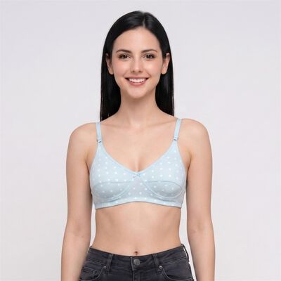 Women's Light Blue Cotton Blend Everyday Bralette