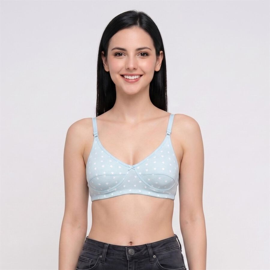 Women's Light Blue Cotton Blend Everyday Bralette, Light Blue, large