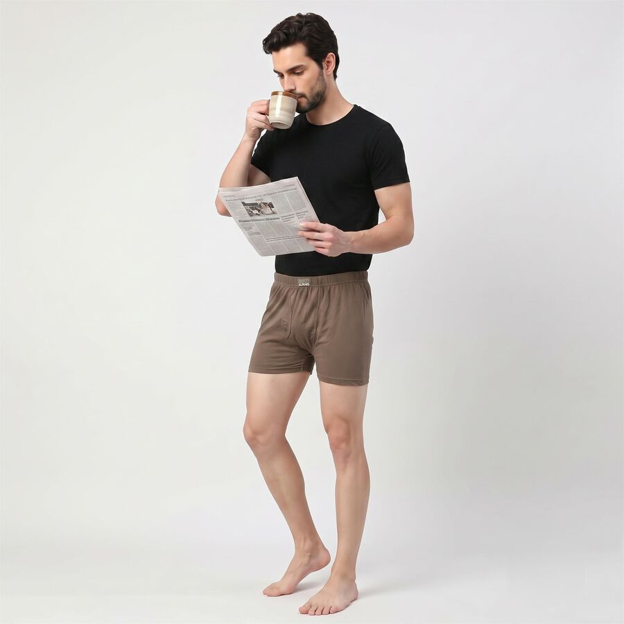 Men's Beige Regular Fit Trunks, गहरा पीला, large