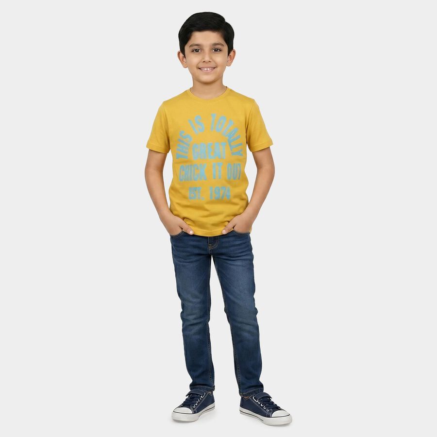 Boys' Half Sleeves T-Shirt, मस्टर्ड, large