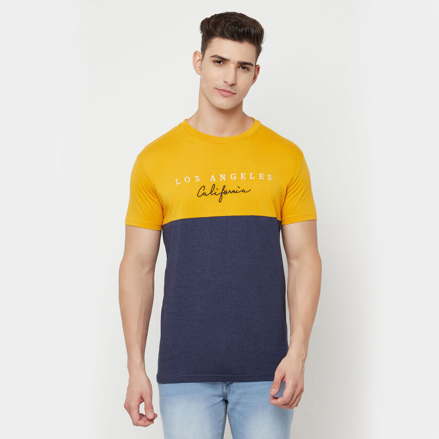 राउन्ड नेक टी-शर्ट, पीला, large image number null