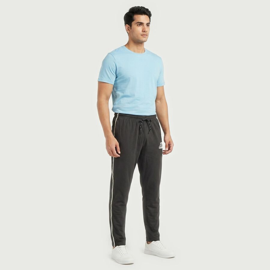 Men's Dark Grey Jogger Fit Side-Striped Track Pants, Dark Grey, large
